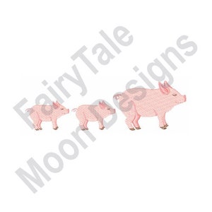 Pig & Piglets - Machine Embroidery Design, Pig Family Embroidery Pattern, Piglets Embroidery Design, Baby Pigs Design