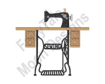 Antique Sewing Machine - Machine Embroidery Design, Treadle Sewing Machine Embroidery Pattern, Old School Sewing Machine Design