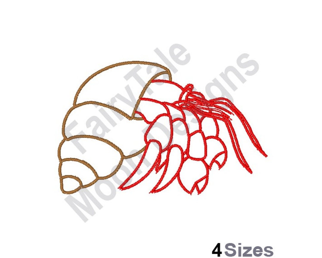 Hermit Crab Machine Embroidery Design, Hermit Crab Outline Embroidery ...