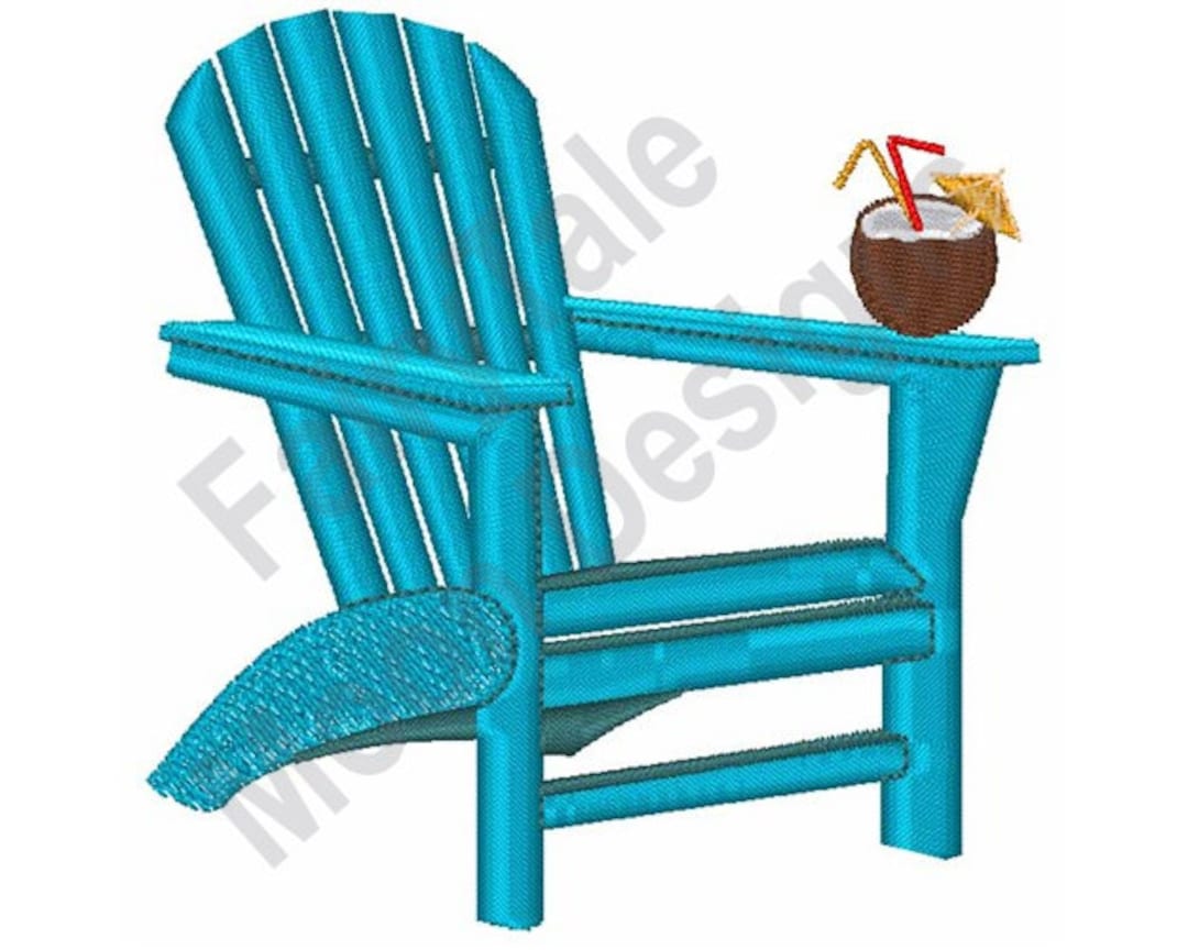 Adirondack Chair Machine Embroidery Design, Vacation Time Embroidery Pattern, Pina Colada Design
