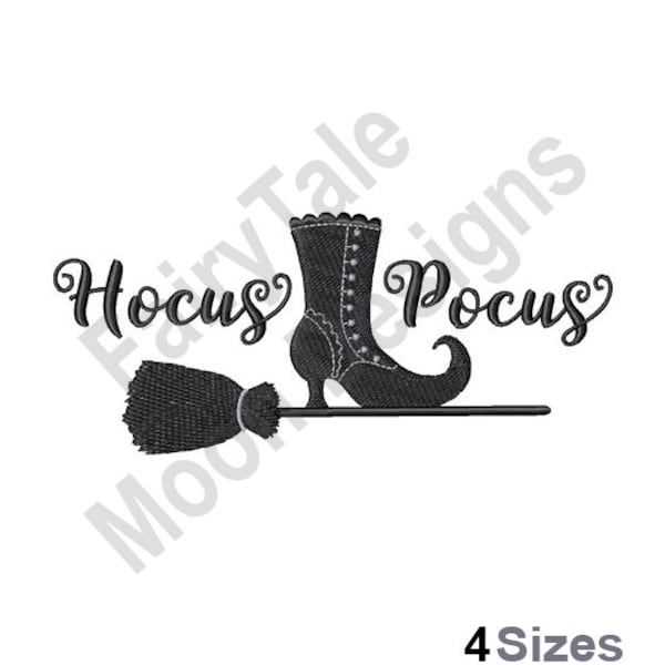 Hocus Pocus - Machine Embroidery Design, Halloween Witch's Broom Embroidery Pattern, Witch Boots Embroidery Design, Halloween Embroidery