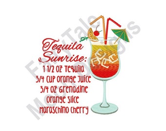 Tequila Sunrise Recipe - Machine Embroidery Design