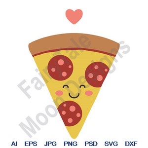 Pizza Slice - Svg, Dxf, Eps, Png, Jpg, Vector Art, Clipart, Cut File, Kawaii Pizza Slice, Pizza Slice Svg, Pepperoni Pizza Svg, I Love Pizza