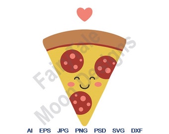 Pizza Slice - Svg, Dxf, Eps, Png, Jpg, Vector Art, Clipart, Cut File, Kawaii Pizza Slice, Pizza Slice Svg, Pepperoni Pizza Svg, I Love Pizza