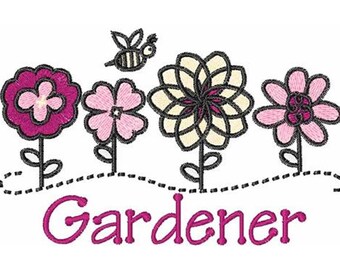 Gardener - Machine Embroidery Design, Floral Garden Embroidery Pattern, Artistic Flowers Embroidery Design