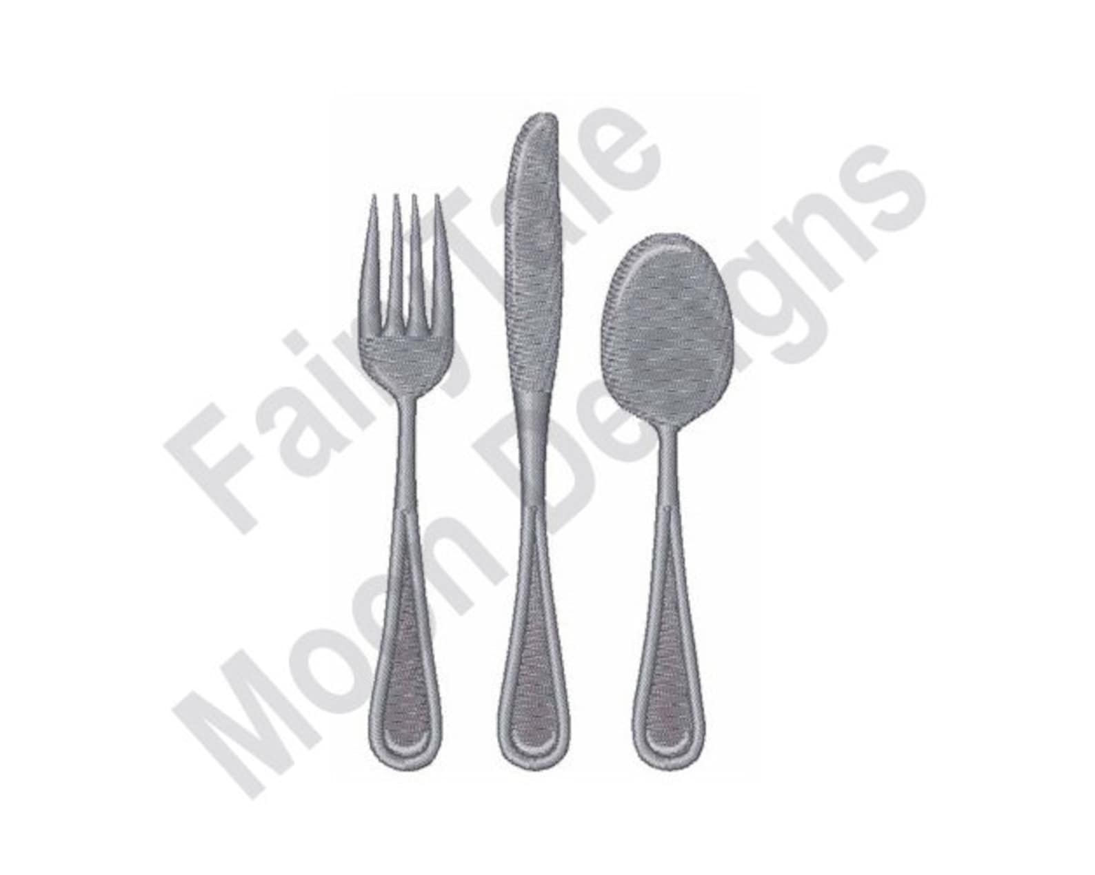 Fork Knife Spoon Machine Embroidery Design Silverware Etsy