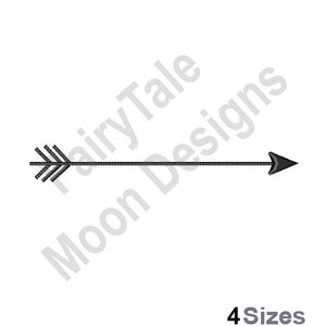 May include: A black arrow design with a feathered end and a pointed tip, set against a white background. The image includes the text "Fairy Tale Moon Designs" and "4 Sizes".
