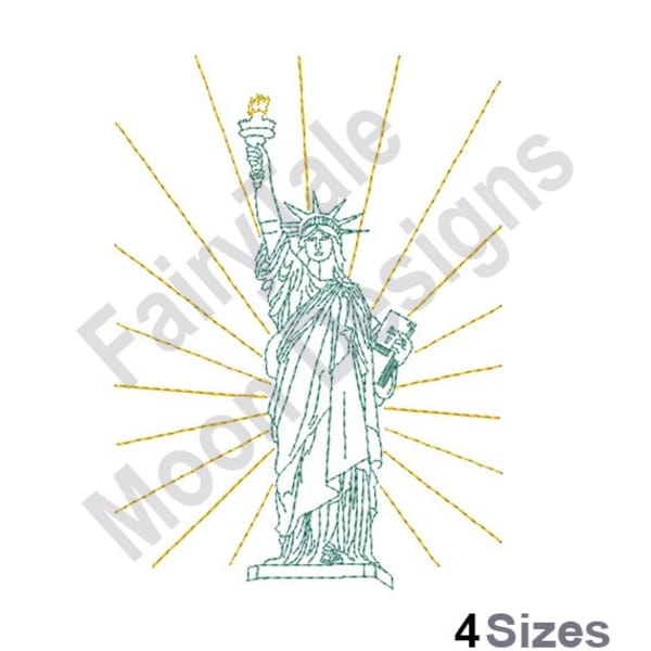 Statue Of Liberty Outline - Machine Embroidery Design, American Landmark Embroidery Design, National Monument Embroidery Pattern