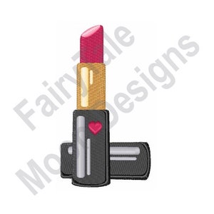 May include: A black lipstick tube with a gold band and a pink lipstick bullet. The tube has a small heart design on the front.