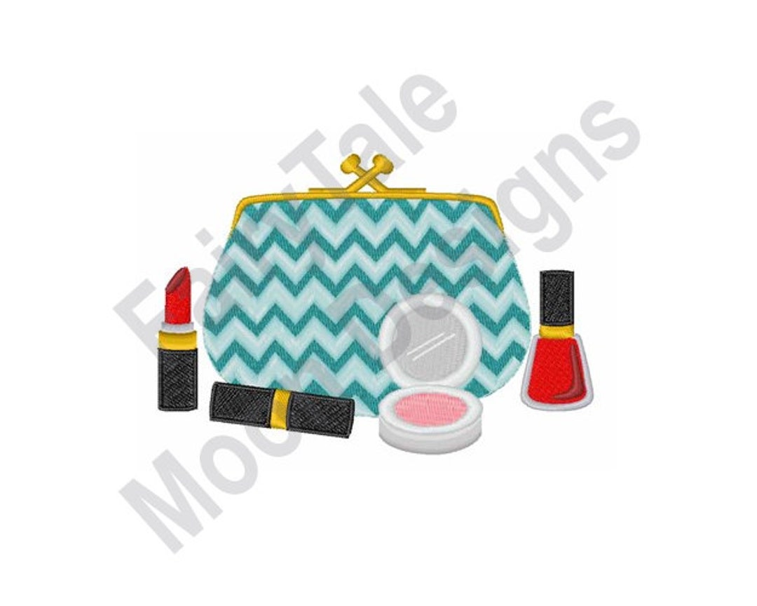 Cosmetics Bag Machine Embroidery Design, Makeup Bag Embroidery Pattern