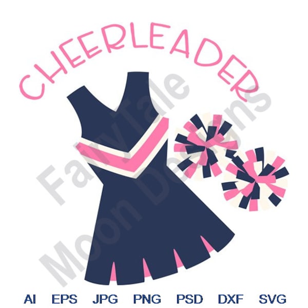 Pom-pom girl - Svg, Dxf, Eps, Png, Jpg, art vectoriel, clipart, fichier de coupe, costume de pom-pom girl Svg, Svg uniforme de pom-pom girl, Svg pompon