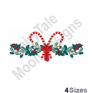 Christmas Decoration - Machine Embroidery Design, Candy Cane & Xmas Bow Embroidery Pattern, Christmas Holly and Mistletoe Embroidery Design