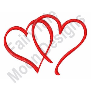 Puede incluir: Dos corazones rojos entrelazados, formando un símbolo de amor y unidad.