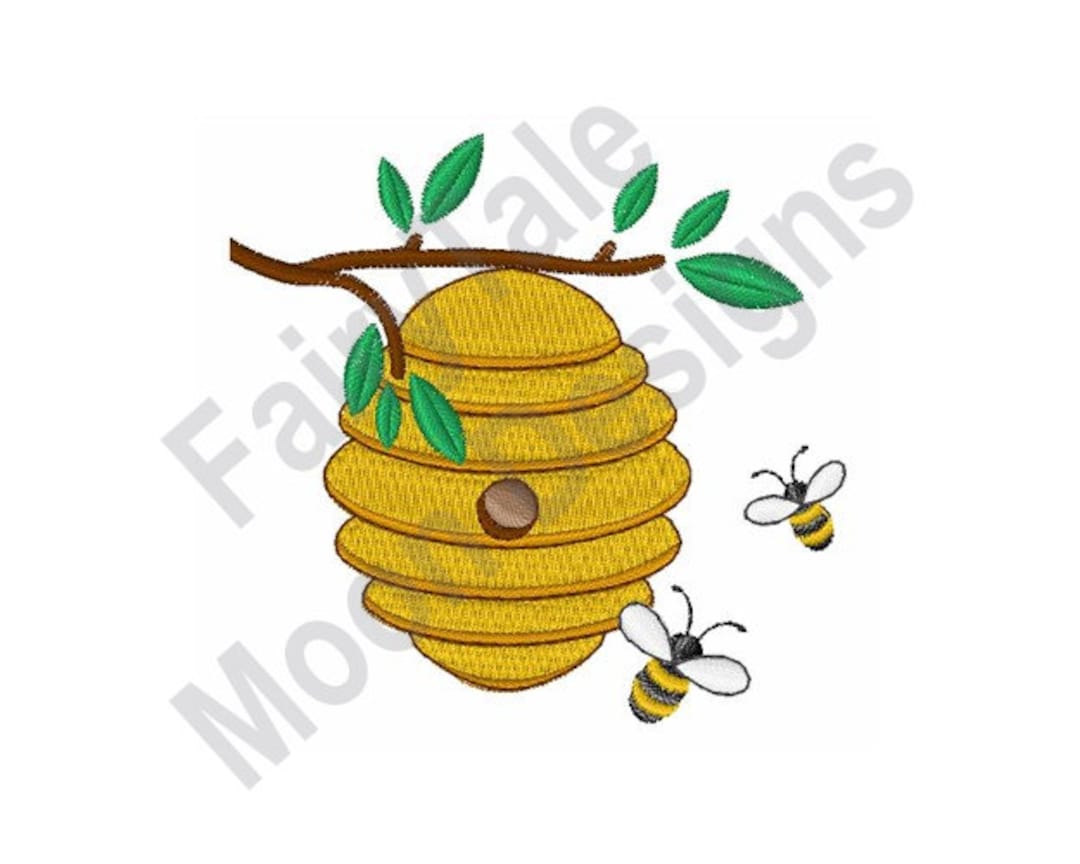 Beehive Machine Embroidery Design, Honeybees Embroidery Pattern, Spring Bees Design, Tree Branch