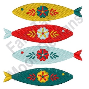 Swedish Folk Art Fish - Machine Embroidery Design, Scandinavian Folk Art Embroidery Pattern, Swedish Folk Art Embroidery Design