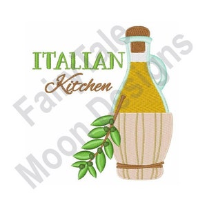 Italian Kitchen - Machine Embroidery Design, Olive Oil Bottle Embroidery Pattern, Virgin Olive Oil Jar Embroidery Design, Italian Kitchen