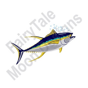 Yellowfin Tuna - Machine Embroidery Design, Yellowfin Tuna Embroidery Pattern, Ahi Fish Embroidery Design