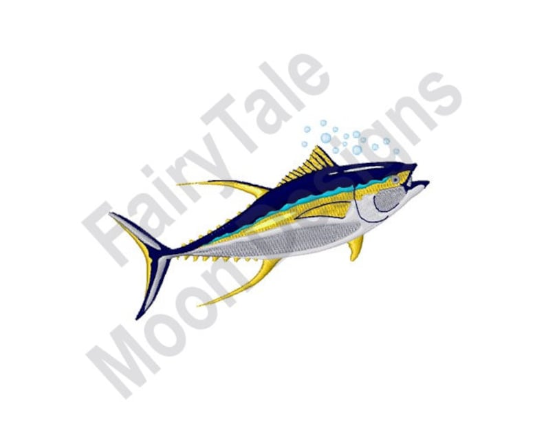Yellowfin Tuna - Machine Embroidery Design, Yellowfin Tuna Embroidery ...