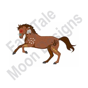 Cavalo indígena - Desenho para bordado à máquina, padrão de bordado de cavalo nativo americano, desenho de cavalo tribal, bordado de cavalo indígena decorado