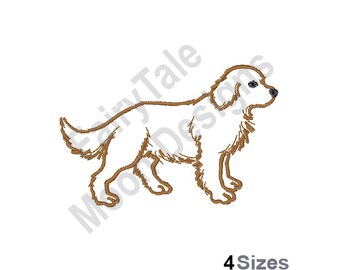 Retriever Outline - Machine Embroidery Design, Golden Retriever Outline Embroidery Pattern, Retriever Puppy Embroidery Design
