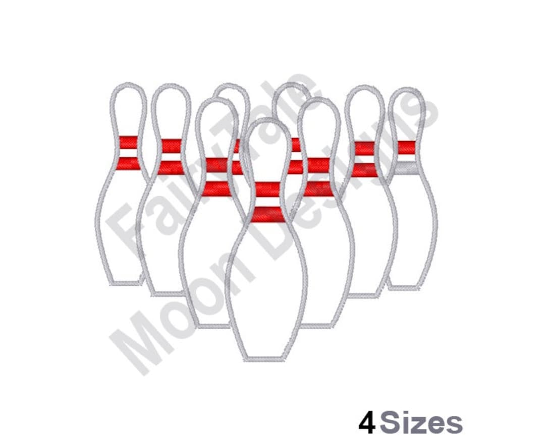 Bowling Machine Embroidery Design, Bowling Pins Outline Embroidery