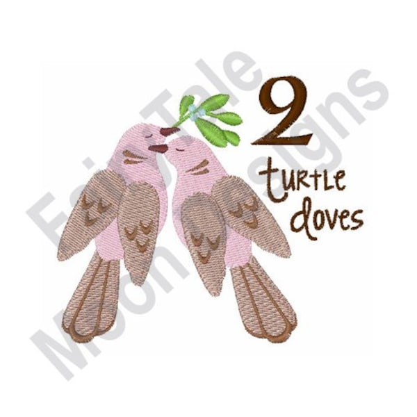 2 Turtle Doves - Machine Embroidery Design, 12 Days Of Christmas Song, Christmas Carol Embroidery Design, Two Turtle Doves Embroidery Design
