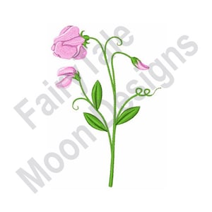 Sweet Pea Flower - Machine Embroidery Design, Light Pink Sweet Pea Embroidery Pattern, Sweet Pea Embroidery Design