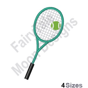 Ball & Racket - Machine Embroidery Design, Tennis Racquet Embroidery Pattern, Tennis Ball Embroidery Design