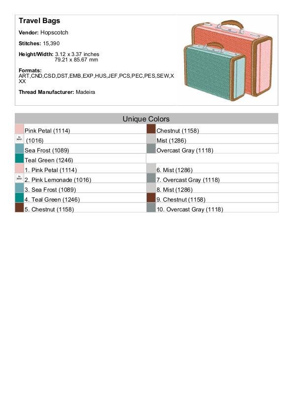 Travel Suitcases Machine Embroidery Design Luggage Etsy