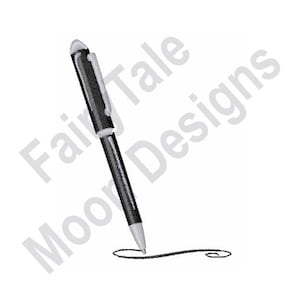 Writing Pen - Machine Embroidery Design, Ballpoint Pen Embroidery Pattern, Biro Pen Design, School Pen Embroidery Design