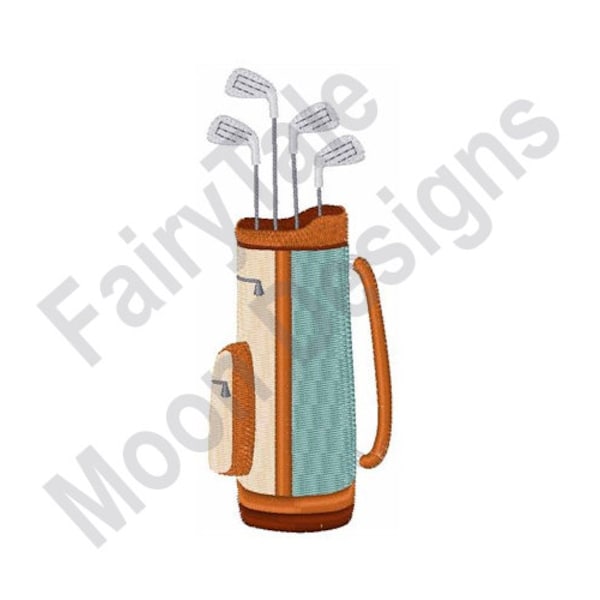 Golf Bag - Machine Embroidery Design, Golf Clubs Bag Embroidery Pattern, Golfing Embroidery Design