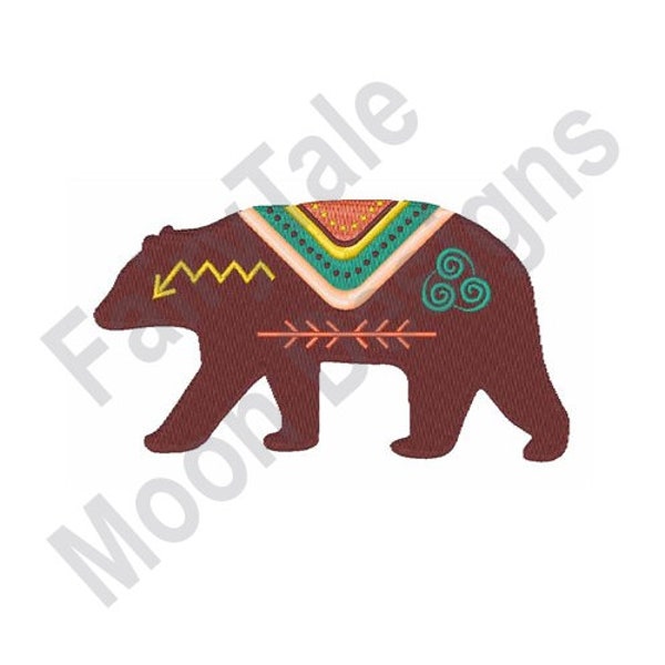 Tribal Bear - Machine Embroidery Design, Native American Bear Embroidery Pattern, Southwest Embroidery Design