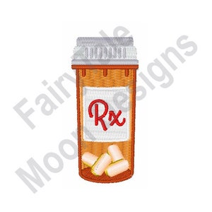 Rx Pills - Machine Embroidery Design, Pill Bottle, Medicine Pill Bottle Embroidery Pattern, Pharmacy Bottle Embroidery, To Take Pills Design