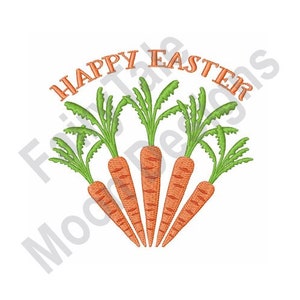 Happy Easter - Machine Embroidery Design, Easter Carrots Embroidery Pattern, Carrots Embroidery Design