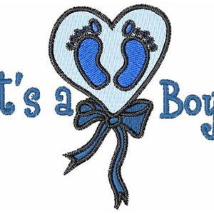 It&#39;s A Boy - Machine Embroidery Design, Baby Boy Embroidery Pattern, Baby Feet Embroidery Design, Heart Embroidery Design, Newborn Design
