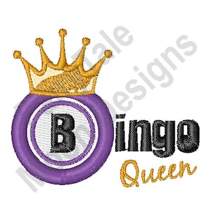 Bingo Queen - Machine Embroidery Design, Lucky Bingo Balls Embroidery Pattern, Bingo Queen Design, Bingo Princess Embroidery, Bingo Ball