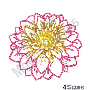 Floral Outline - Machine Embroidery Design, Lotus Flower Outline Embroidery Pattern