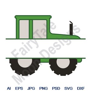 Farm Tractor Split - Svg, Dxf, Eps, Png, Jpg, Vector Art, Clipart, Cut File, Farm Tractor Svg, Farming Tractor Frame, Name Drop Svg