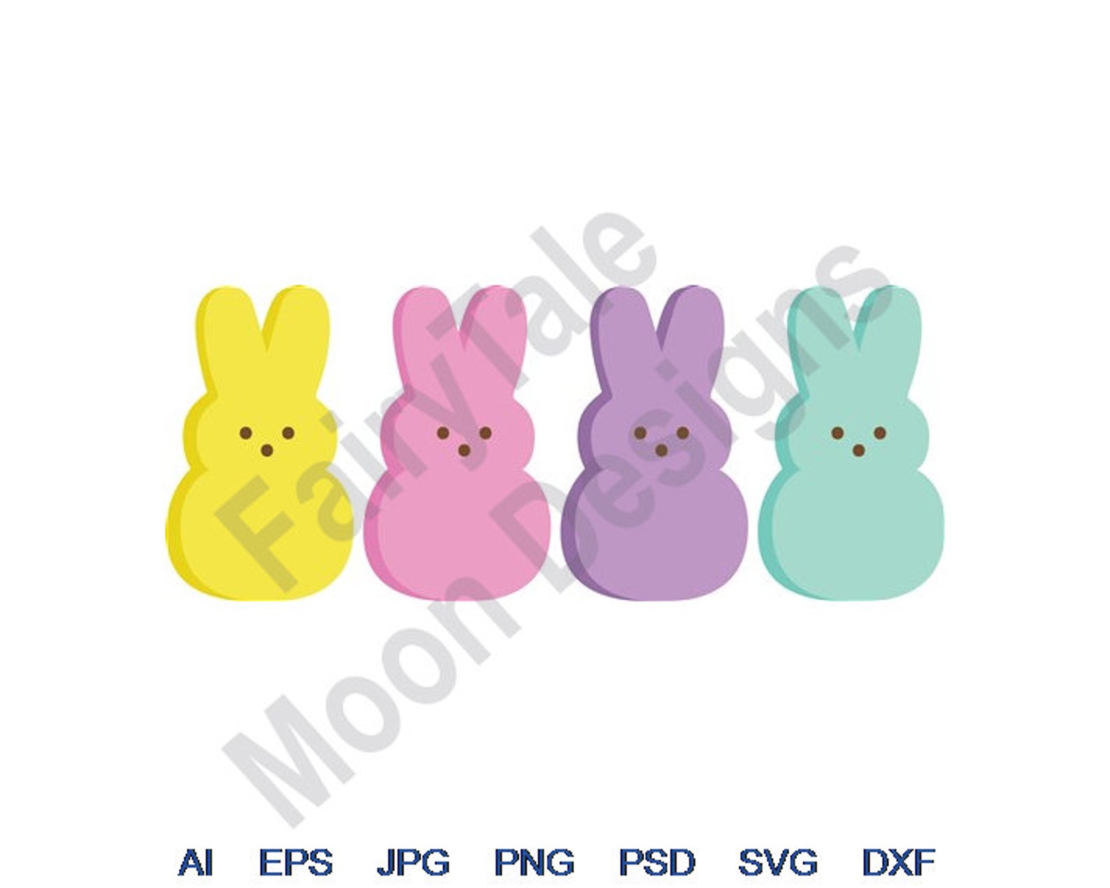 Marshmallow Peeps Svg Dxf Eps Png Jpg Vector Art Etsy