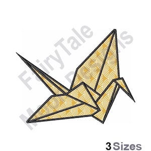 Applique di gru origami - Disegno per ricamo a macchina, Modello per ricamo di gru applique, Applique di ricamo origami, Gru di carta Orizuru