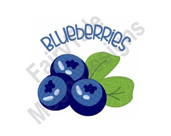 Blueberries - Machine Embroidery Design, Blueberry Bunch Embroidery Pattern, Blueberry Fruit & Leaves, Blueberry Leaf Design, Forest Fruit