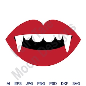 Vampire Teeth - Svg, Dxf, Eps, Png, Jpg, Vector Art, Clipart, Cut File, Vampire Fangs Svg, Vampire Mouth Svg, Halloween Svg, Biting Lips Svg