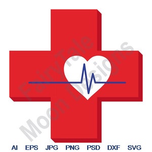 Medical Emergency - Svg, Dxf, Eps, Png, Jpg, Vector Art, Clipart, Cut File, Red Cross Rescue Svg, First Aid, Rescue Squad, Red Cross Heart