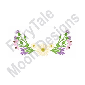 Wildflowers - Machine Embroidery Design, Black Eyed Susan Embroidery Pattern, Cconeflower, Thistle, Flower Arrangement Design, Floral Frame