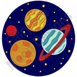 Planets - Machine Embroidery Design, Solar System Embroidery Design, Galaxy Embroidery Design, Outer Space Embroidery Design