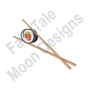 Chopsticks & Sushi - Machine Embroidery Design, Sushi Roll Embroidery Pattern, Sushi Slice and Chopsticks Embroidery Design