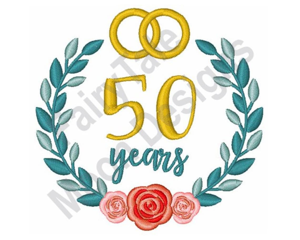 50th Anniversary Machine Embroidery Design Wedding Laurel Etsy