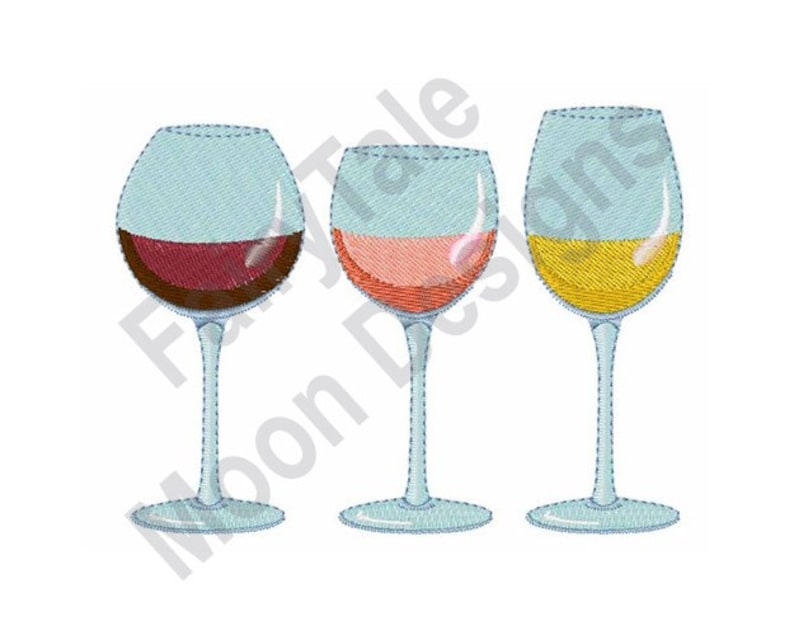 Wine Glasses Machine Embroidery Design Red Wine Embroidery Etsy