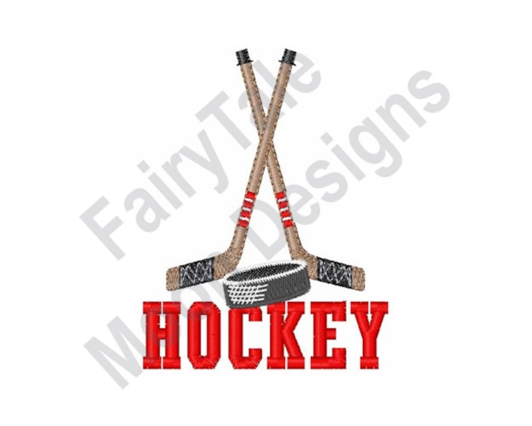 Ice Hockey Machine Embroidery Design, Crossed Hockey Sticks Embroidery