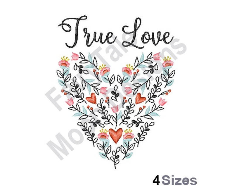 True love machine embroidery design folk art heart  etsy uk
